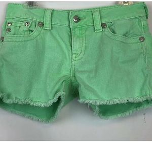 MISS ME Green Jeans shorts Embellished Pockets.